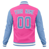 Custom Pink & Light-Blue Solid Color Varsity Jacket JA01240607WX423