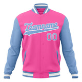 Custom Pink & Light-Blue Solid Color Varsity Jacket JA01240607WX423