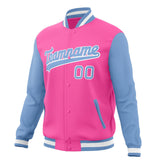 Custom Pink & Light-Blue Solid Color Varsity Jacket JA01240607WX423