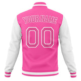 Custom Pink & White Solid Color Varsity Jacket JA01240607WX424