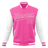 Custom Pink & White Solid Color Varsity Jacket JA01240607WX424