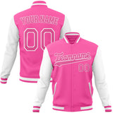 Custom Pink & White Solid Color Varsity Jacket JA01240607WX424