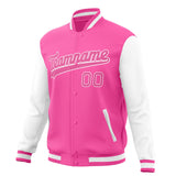 Custom Pink & White Solid Color Varsity Jacket JA01240607WX424