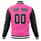 Custom Pink & Black Solid Color Varsity Jacket JA01240607WX425