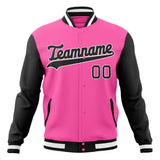 Custom Pink & Black Solid Color Varsity Jacket JA01240607WX425