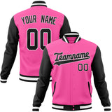 Custom Pink & Black Solid Color Varsity Jacket