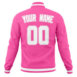 Custom Pink & White Solid Color Varsity Jacket JA01240607WX426