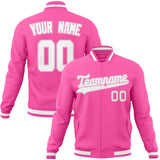 Custom Pink & White Solid Color Varsity Jacket JA01240607WX426