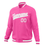 Custom Pink & White Solid Color Varsity Jacket JA01240607WX426