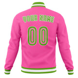 Custom Pink & Neon-Green Solid Color Varsity Jacket JA01240607WX427