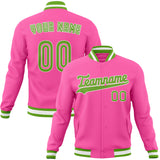 Custom Pink & Neon-Green Solid Color Varsity Jacket