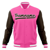 Custom Pink & Black Solid Color Varsity Jacket JA01240607WX428