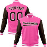 Custom Pink & Black Solid Color Varsity Jacket JA01240607WX428