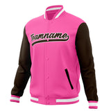 Custom Pink & Black Solid Color Varsity Jacket JA01240607WX428