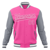 Custom Pink & Gray Solid Color Varsity Jacket JA01240607WX429