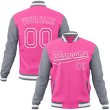 Custom Pink & Gray Solid Color Varsity Jacket JA01240607WX429