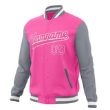 Custom Pink & Gray Solid Color Varsity Jacket JA01240607WX429