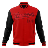 Custom Red & Black Solid Color Varsity Jacket JA01240607WX471