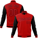 Custom Red & Black Solid Color Varsity Jacket