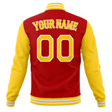 Custom Red & Yellow Solid Color Varsity Jacket JA01240607WX472