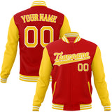 Custom Red & Yellow Solid Color Varsity Jacket