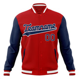 Custom Red & Navy Solid Color Varsity Jacket JA01240607WX475