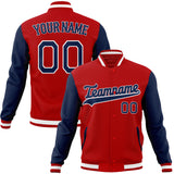 Custom Red & Navy Solid Color Varsity Jacket