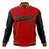 Custom Red & Black Solid Color Varsity Jacket JA01240607WX476