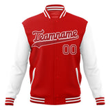 Custom Red & White Solid Color Varsity Jacket JA01240607WX477