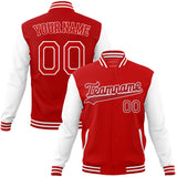 Custom Red & White Solid Color Varsity Jacket JA01240607WX477