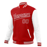 Custom Red & White Solid Color Varsity Jacket JA01240607WX477