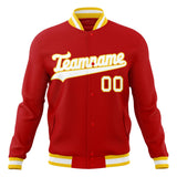 Custom Red & White Solid Color Varsity Jacket JA01240607WX478