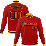 Custom Red & Black Solid Color Varsity Jacket