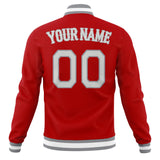 Custom Red & Gray Solid Color Varsity Jacket JA01240607WX481