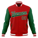 Custom Red & Kelly-Green Solid Color Varsity Jacket JA01240607WX485