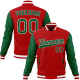 Custom Red & Kelly-Green Solid Color Varsity Jacket