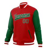 Custom Red & Kelly-Green Solid Color Varsity Jacket JA01240607WX485