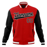 Custom Red & Black Solid Color Varsity Jacket JA01240607WX486