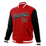 Custom Red & Black Solid Color Varsity Jacket JA01240607WX486