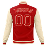 Custom Red & Cream Solid Color Varsity Jacket JA01240607WX487