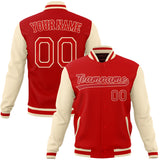 Custom Red & Cream Solid Color Varsity Jacket JA01240607WX487