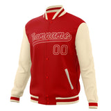 Custom Red & Cream Solid Color Varsity Jacket JA01240607WX487