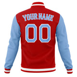 Custom Red & Light-Blue Solid Color Varsity Jacket JA01240607WX488