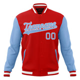 Custom Red & Light-Blue Solid Color Varsity Jacket JA01240607WX488