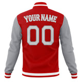 Custom Red & Gray Solid Color Varsity Jacket JA01240607WX489