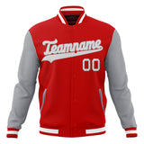 Custom Red & Gray Solid Color Varsity Jacket JA01240607WX489