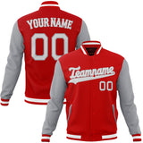 Custom Red & Gray Solid Color Varsity Jacket JA01240607WX489