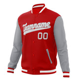 Custom Red & Gray Solid Color Varsity Jacket JA01240607WX489