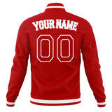 Custom Red & White Solid Color Varsity Jacket JA01240607WX490