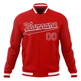 Custom Red & White Solid Color Varsity Jacket JA01240607WX490